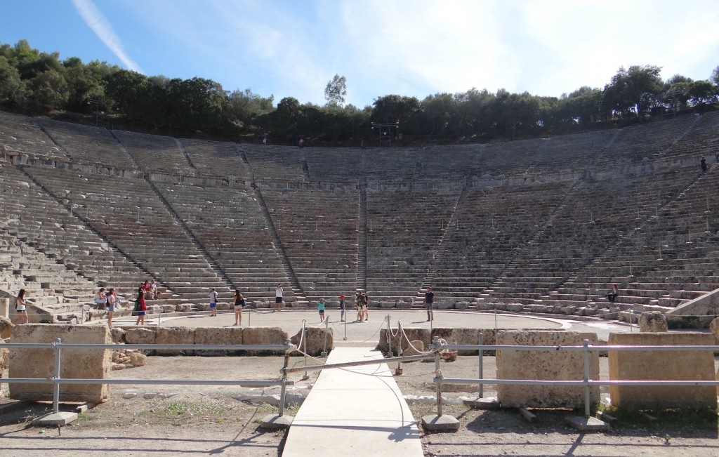Full view of the Theatre of Epidaurus. It is mathematically and acoustically perfect. 