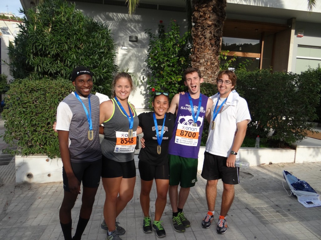 The proud Marathon runners with their medals! 