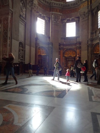 Inside the Basilica, being lit up by sun rays.