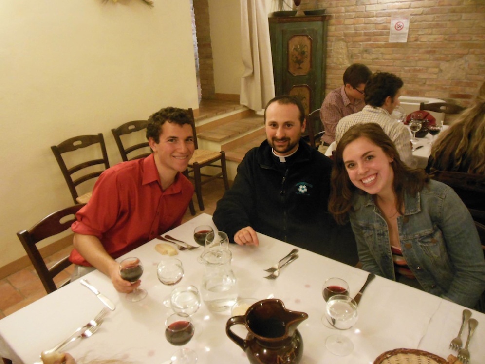 My friend Lauren and I with Donato, one of the NAC seminarians in Assisi for dinner.