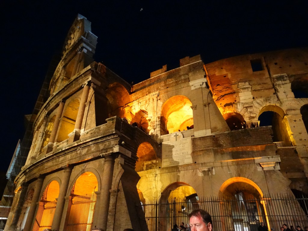 The Coliseum at night for the Stations of the Cross
