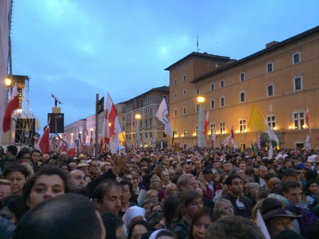 The crowd of millions behind us in line towards St. Peter's Square. 